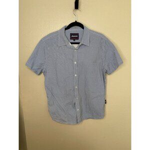 Aeropostale Mens Blue White Short Sleeve Button-Down Shirt Large‎ 100% cotton
